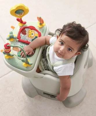 Bug 3-in-1 Floor & Booster Seat with Activity Tray - Blossom - Grey