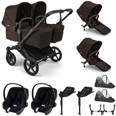 Bugaboo Donkey 6 Twin + Cybex Aton B2 Travel System- Cocoa Brown