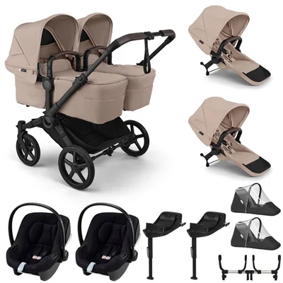 Bugaboo Donkey 6 Twin + Cybex Aton B2 Travel System- Desert Taupe Melange