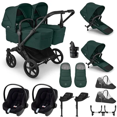 Bugaboo Donkey 6 Twin + Cybex Aton B2 Travel System- Fern Green - Fern Green