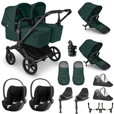 Bugaboo Donkey 6 Twin + Cybex Cloud T Travel System- Fern Green