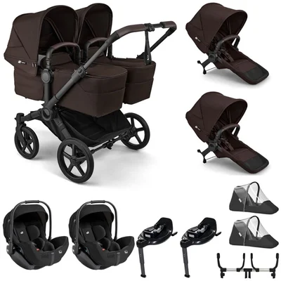 Bugaboo Donkey 6 Twin + Joie i-Level Travel System- Cocoa Brown