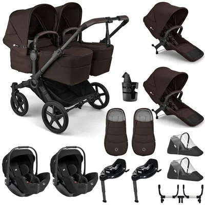 Bugaboo Donkey 6 Twin + Joie i-Level Travel System- Cocoa Brown