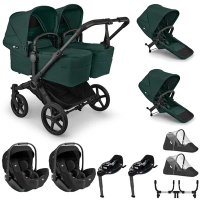 Bugaboo Donkey 6 Twin + Joie i-Level Travel System- Fern Green - Fern Green