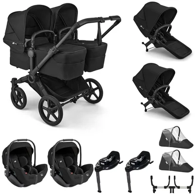 Bugaboo Donkey 6 Twin + Joie i-Level Travel System- Heritage Black