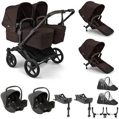 Bugaboo Donkey 6 Twin + Joie i-Snug 2 Travel System- Cocoa Brown