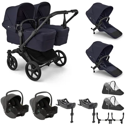 Bugaboo Donkey 6 Twin + Joie i-Snug 2 Travel System- Deep Indigo