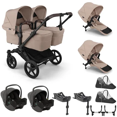 Bugaboo Donkey 6 Twin + Joie i-Snug 2 Travel System- Desert Taupe Melange