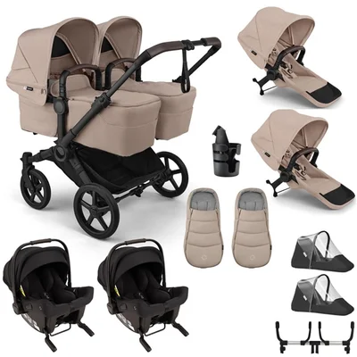 Bugaboo Donkey 6 Twin + Nuna PIPA URBN Travel System- Desert Taupe Melange - Desert Taupe Melange