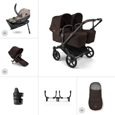 Bugaboo Donkey 6 Twin Ultimate Go Beyond 2 Newborn Bundle - Cocoa Brown
