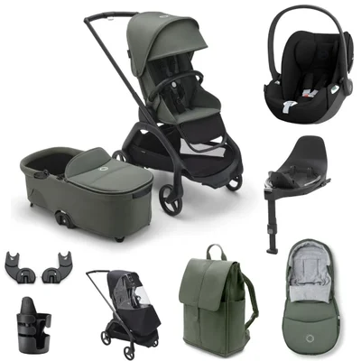 Bugaboo Dragonfly Cloud T, Base T + Accessory Travel System- Forest Green
