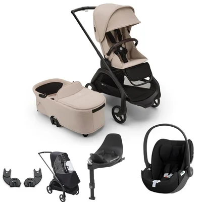 Bugaboo Dragonfly, Cloud T + Base T Travel System- Desert Taupe
