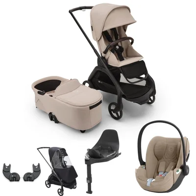 Bugaboo Dragonfly, Cloud T + Base T Travel System- Desert Taupe