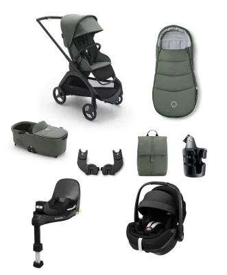 Bugaboo Dragonfly Complete Stroller Bundle With Maxi-Cosi Pebble 360 Pro2 Car Seat & Base (8 Pieces) - Forest Green