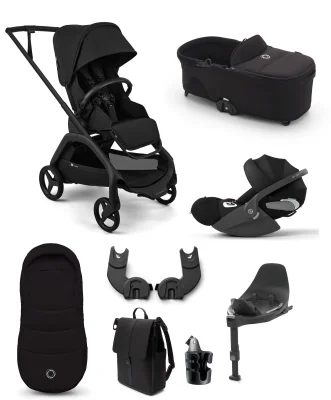 Bugaboo Dragonfly Plus Ultimate Pushchair Bundle with Cybex Cloud T i-Size Plus Rotating Baby Car Seat & Base (8 Pieces) - Black