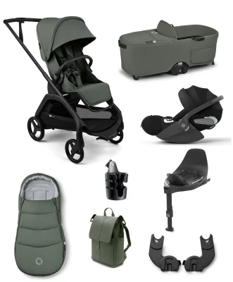 Bugaboo Dragonfly Plus Ultimate Pushchair Bundle with Cybex Cloud T i-Size Plus Rotating Baby Car Seat & Base (8 Pieces) - Forrest Green