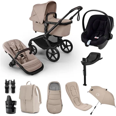 Bugaboo Fox 5 Renew, Cybex Aton B2 + Accessories- Desert Taupe Melange