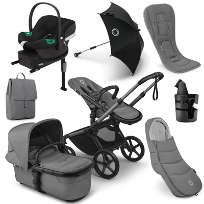 Bugaboo Fox 5 Renew, Cybex Aton B2 + Accessories- Moon Grey