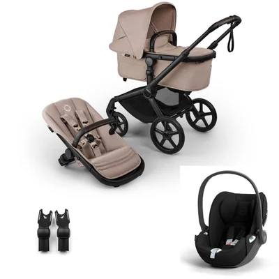 Bugaboo Fox 5 Renew + Cybex Cloud T Travel System- Desert Taupe Melange - Without ISOFIX Base Cozy Beige Plus