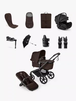 Bugaboo Fox 5 Renew Pushchair & Accessories with Bugaboo Otter by Nuna Car Seat & 360 Base Ultimate Bundle, Cocoa Brown