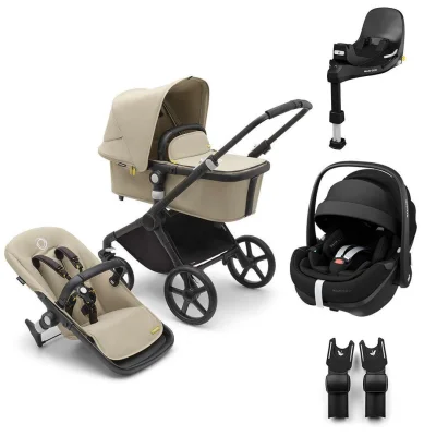 Bugaboo Fox Cub + Pebble 360/360 Pro 2 Travel System - Desert Beige / Pebble 360 Pro 2 / FamilyFix 360 Pro