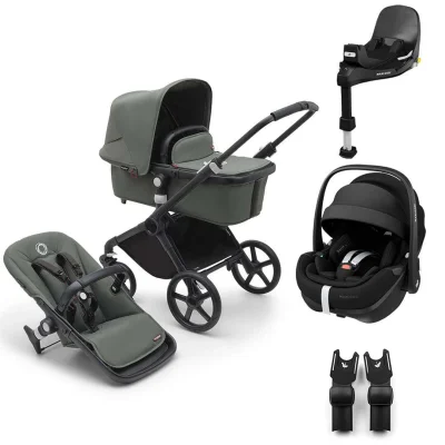 Bugaboo Fox Cub + Pebble 360/360 Pro 2 Travel System - Forest Green / Pebble 360 Pro 2 / FamilyFix 360 Pro