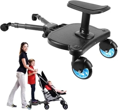 Buggy Board with seat, Standing Board, Toddlers Stroller Board Kiddy Board Stable Two Wheel Design with Seat, Standing Board