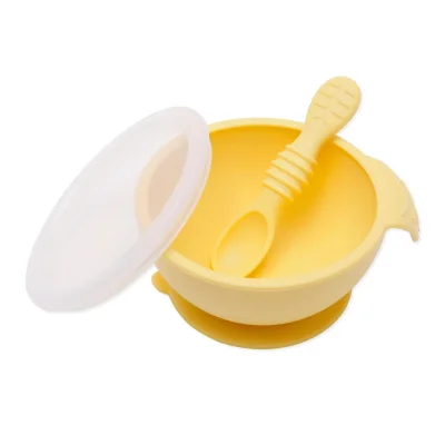 Bumkins First Feeding Set-Bowl With Spoon And Lid-Grey - Default