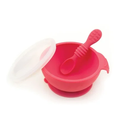 Bumkins First Feeding Set Bowl with Spoon - Pink