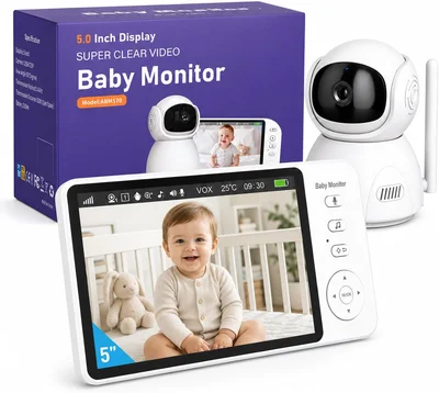 BURNNOVE Babyphone 5 Inch 720P VOX Without WiFi Baby Camera 4x Zoom - 3.5 In