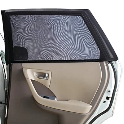 Car Rear Children's Window Shades for Baby (Pack of Two) - Stretchable & Breathable Window Screens for Sun Protection Sunshade, Car Window Shade All-round Protection for Kids - Fits Most Vehicles - Black/White / One-Size