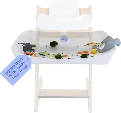 CATCHY High Chair Food Catcher | Compatible with Stokke Tripp Trapp High Chair | Easy Wipe Clean | Baby & Toddler Food & Mess Catcher | Helps Keep Floors Under Chair Clean | Chair NOT Included - White / For Stokke Tripp Trapp