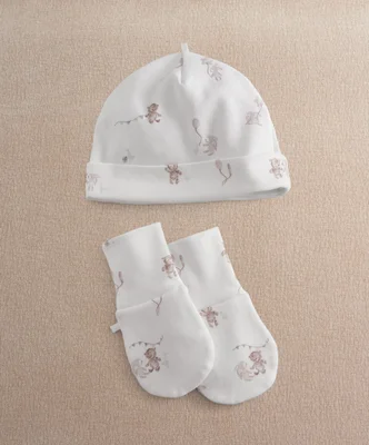 Celebration Print Hat & Mitts - Up To 1 Month