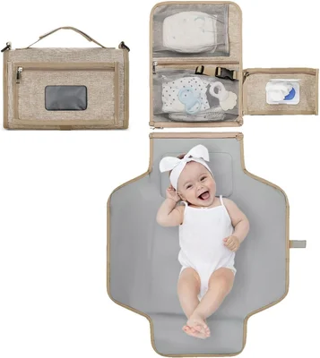 Changing Mat Portable | Waterproof Changing Station Wipes Pocket Detachable - Foldable Travel Changing Station with Large Capacity, Fits Car Seats and Strollers