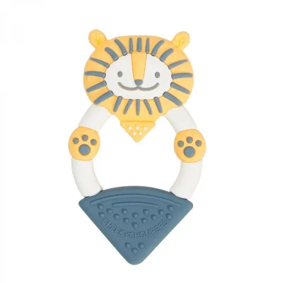 Cheeky Chompers Bertie the Lion Textured Baby Teether - Blue, White, Yellow