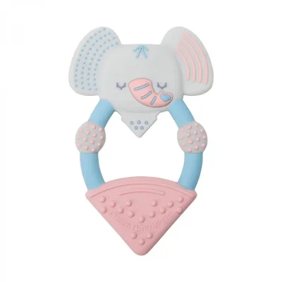 Cheeky Chompers Darcy the Elephant Textured Baby Teether - Dusky pink