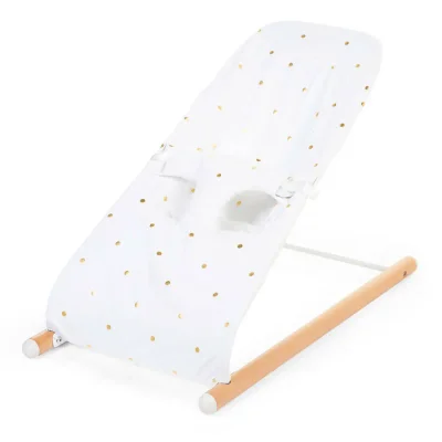 Childhome Evolux Bouncer Cover-Jersey Gold Dots - Gold, White