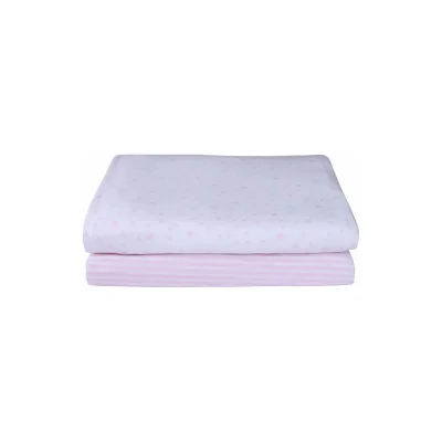 Clair De Lune 2 Pack Cotton Fitted Pram/Crib Sheets-Pink/White
