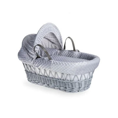 Clair De Lune Dimple Grey Wicker Moses Basket - Cream