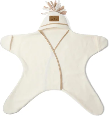 Clair de Lune Star Fleece Baby Wrap Blanket - Cream / 0-6m