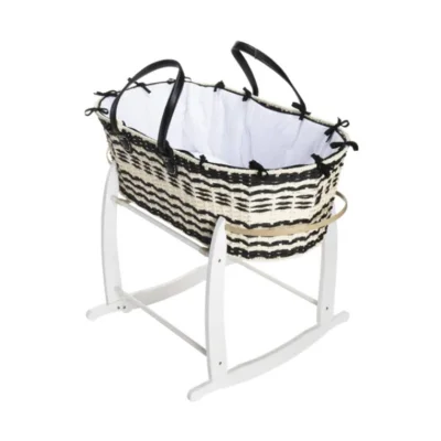Clair De Lune Sustainable Moses Basket With Rocking Stand - Black & Cream