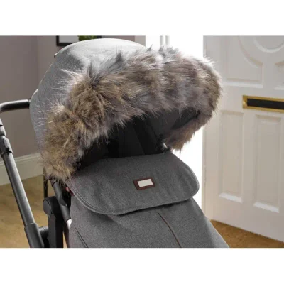 Clair De Lune Universal Pushchair/Stroller Faux Fur Hood-Grey/Brown