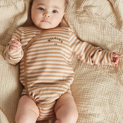 Claude & Co Trevi Clay Stripe Wrap Bodysuit - Clay