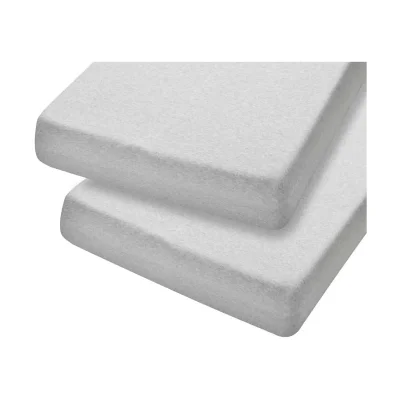 ClevaMama Pack of 2 Jersey Cotton One Size Cot&Cot Bed Fitted Sheets - Melange Grey