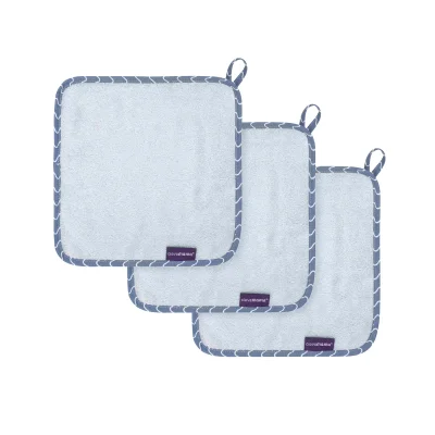 ClevaMama Pack of 3 Bamboo Baby Washcloth - Blue