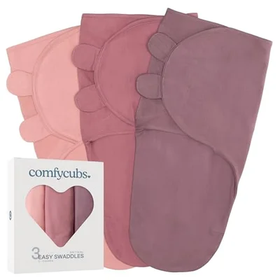 Comfy Cubs Easy Swaddle Blanket 3 Pk S - Sleep Sack, Blush, Mauve, Mulberry
