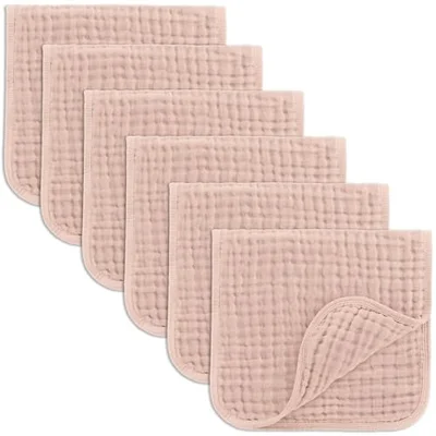Comfy Cubs Muslin Burp Cloths 50 x 25 cm, Pack of 10 - Large 6-Layer Ultra-Absorbent 100% Cotton for Babies Drool & Messes - Safe & Gentle Baby Burp Cloth Set for Boys & Girls - Sand
