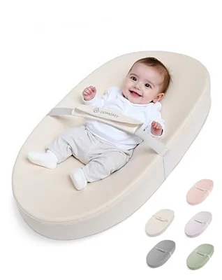 COMOMY Vegan Leather Nappy Baby Changing Mat with Waterproof and Wipeable PU Cover, Anti-Roll and Anti-Slip Diaper Chang Mat with Safety Straps, Portable Changing Pad, for Dresser and Table (Beige)