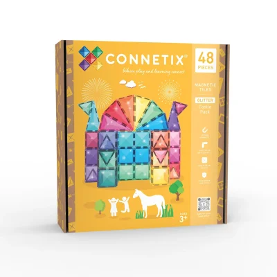 Connetix Magnetic Tiles 48 Piece Glitter Castle Pack