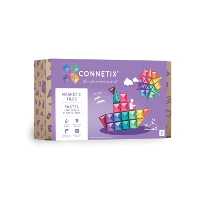Connetix Magnetic Tiles 64 Piece Pastel Starter Pack